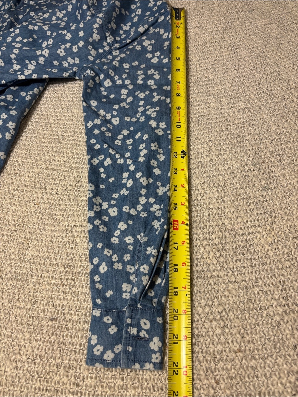 LOFT Retro Bloom Chambray Denim Mini Shirtdress with Pockets - Picture 11 of 11